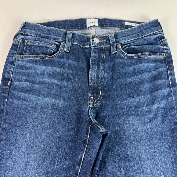 Edwin Jeans Women's 28x24* Pixie Crop 9" Mid Rise Skinny Blue Faded Denim Tag 27 - Picture 3 of 16